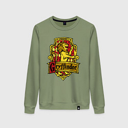 Свитшот хлопковый женский Hogwarts - gryffindor logo, цвет: авокадо