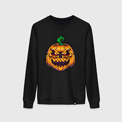 Свитшот хлопковый женский Halloween pumpkin, цвет: черный