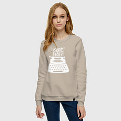 Свитшот хлопковый женский Напиши историю, цвет: миндальный — фото 2