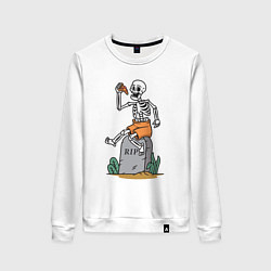 Свитшот хлопковый женский Обед на кладбище, цвет: белый