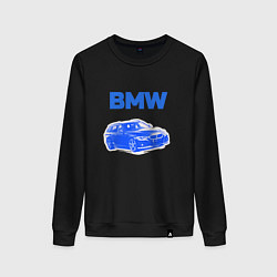 Свитшот хлопковый женский Blue bmw, цвет: черный