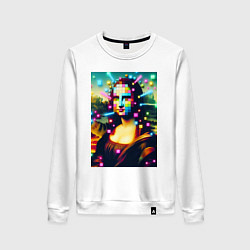 Женский свитшот Мона Лиза и неоновые кубики - стилизация