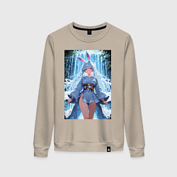 Свитшот хлопковый женский Зайка в гармонии с природой, цвет: миндальный