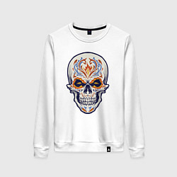 Свитшот хлопковый женский Черепок, цвет: белый