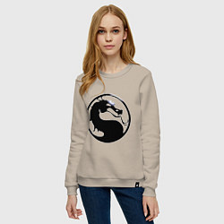 Свитшот хлопковый женский Смертельная битва - логотип, цвет: миндальный — фото 2