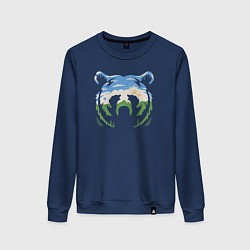 Свитшот хлопковый женский Башкирский медведь, цвет: тёмно-синий