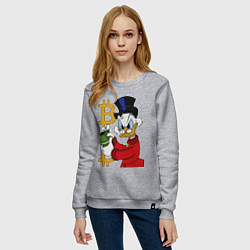 Свитшот хлопковый женский Duck tales - Scrooge bitcoin, цвет: меланж — фото 2