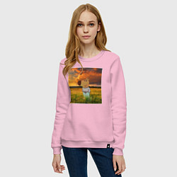 Свитшот хлопковый женский Чисто чилловый парень, цвет: светло-розовый — фото 2