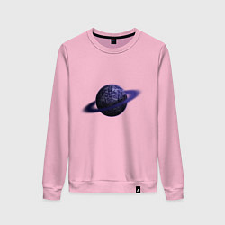Свитшот хлопковый женский Планета арт, синяя с кольцом, цвет: светло-розовый