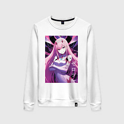 Свитшот хлопковый женский Zero two Darling in the Franxx - ai art, цвет: белый