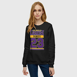 Свитшот хлопковый женский Lakers - James 23, цвет: черный — фото 2