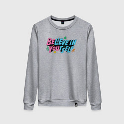 Свитшот хлопковый женский Всегда верь в себя, цвет: меланж