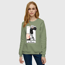 Свитшот хлопковый женский 2B с катаной, цвет: авокадо — фото 2