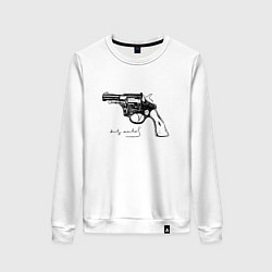 Свитшот хлопковый женский Andy Warhol revolver sketch, цвет: белый