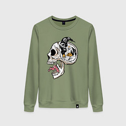 Свитшот хлопковый женский Космический кемпинг в голове, цвет: авокадо