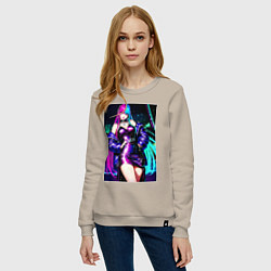 Свитшот хлопковый женский Девушка поп идол, цвет: миндальный — фото 2