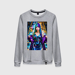 Свитшот хлопковый женский Девушка поп идол, цвет: меланж