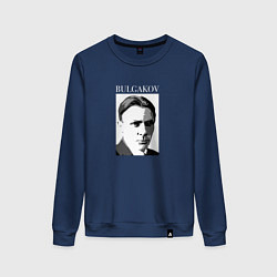 Свитшот хлопковый женский Михаил Булгаков портрет, цвет: тёмно-синий