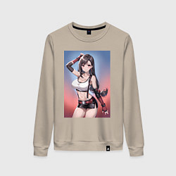 Свитшот хлопковый женский Тифа Локхарт из Final Fantasy VII, цвет: миндальный