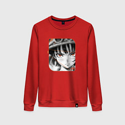 Свитшот хлопковый женский Оранжевоглазая девушка, цвет: красный