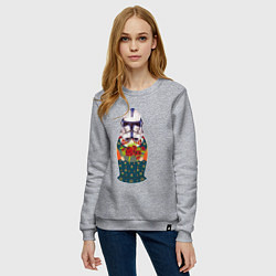 Свитшот хлопковый женский Матрешка в шлеме штурмовика звездные войны, цвет: меланж — фото 2