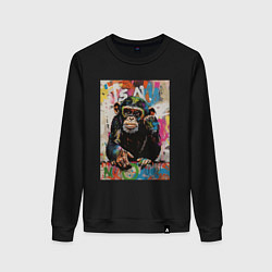 Свитшот хлопковый женский Monkey color, цвет: черный