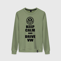 Свитшот хлопковый женский Keep Calm & Drive VW, цвет: авокадо