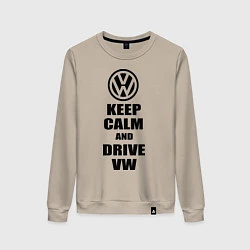 Свитшот хлопковый женский Keep Calm & Drive VW, цвет: миндальный