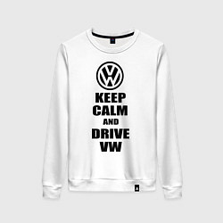 Свитшот хлопковый женский Keep Calm & Drive VW, цвет: белый
