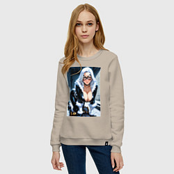 Свитшот хлопковый женский Черная кошка Фелиция Харди, цвет: миндальный — фото 2