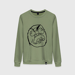 Свитшот хлопковый женский Рейдж фейс мем, цвет: авокадо