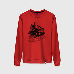 Свитшот хлопковый женский Паровоз в перспективе, цвет: красный