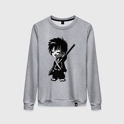 Свитшот хлопковый женский Маленький воин-самурай, цвет: меланж