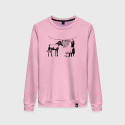 Свитшот хлопковый женский Banksy zebra, цвет: светло-розовый