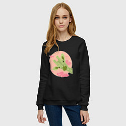 Свитшот хлопковый женский Жирафик и розовые облака, цвет: черный — фото 2