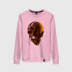 Свитшот хлопковый женский Оранжевый череп в тенях, цвет: светло-розовый