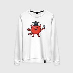Свитшот хлопковый женский Дьяволёнок выпускник, цвет: белый