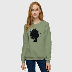 Свитшот хлопковый женский Весенняя красавица, цвет: авокадо — фото 2