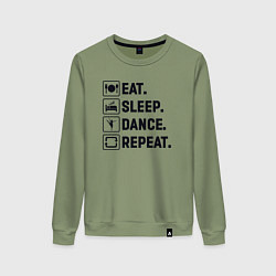 Свитшот хлопковый женский Еда сон танец, цвет: авокадо
