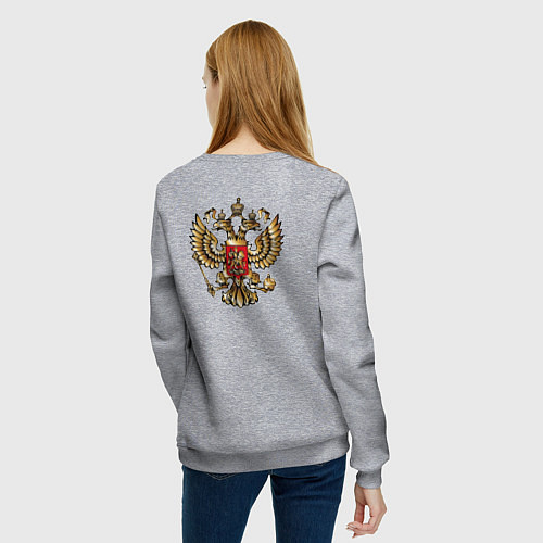 Женский свитшот Герб россии: кто посеет зло в сердце своем тот лох / Меланж – фото 4