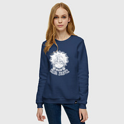 Свитшот хлопковый женский Хантер Kilua Zoldick белый, цвет: тёмно-синий — фото 2