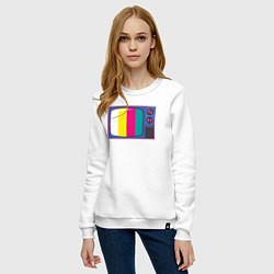 Свитшот хлопковый женский Ретро телевизор, цвет: белый — фото 2