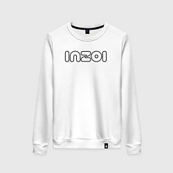 Свитшот хлопковый женский Inzoi белый логотип, цвет: белый