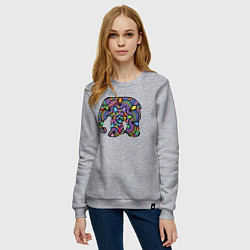 Свитшот хлопковый женский Цветной слоник, цвет: меланж — фото 2