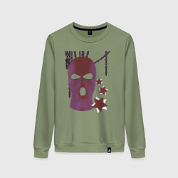 Свитшот хлопковый женский Розовая гранж Y2K балаклава, цвет: авокадо