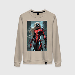 Свитшот хлопковый женский Девушка-веном, цвет: миндальный