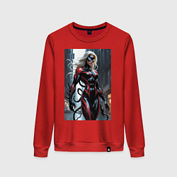 Свитшот хлопковый женский Девушка-веном, цвет: красный