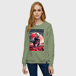 Свитшот хлопковый женский Пандазавр - мем, цвет: авокадо — фото 2