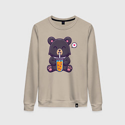 Женский свитшот Мишка с напитком