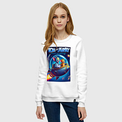 Свитшот хлопковый женский Tom and Jerry - space adventure, цвет: белый — фото 2
